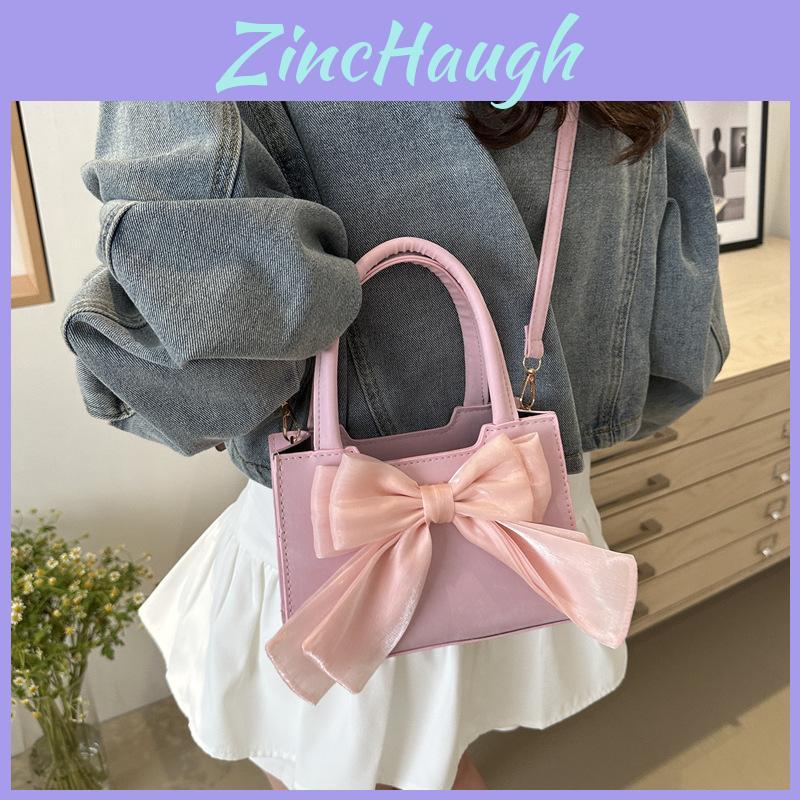 Butterfly Bow Small Shoulder Bag Pu Material With Zipper Closure For Daily Use