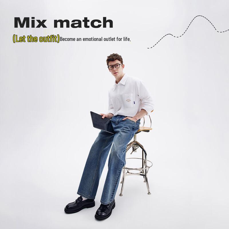 NVG YOUNG Men's Relaxed Fit Straight Leg Cotton Denim Jeans