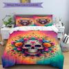 3PCs Sugar Skull Artwork Design Cover Set, Breathable Fabric, Machine Washable (1 Duvet Cover + 2 Pillowcases) (Without Quilt) Yy250911079