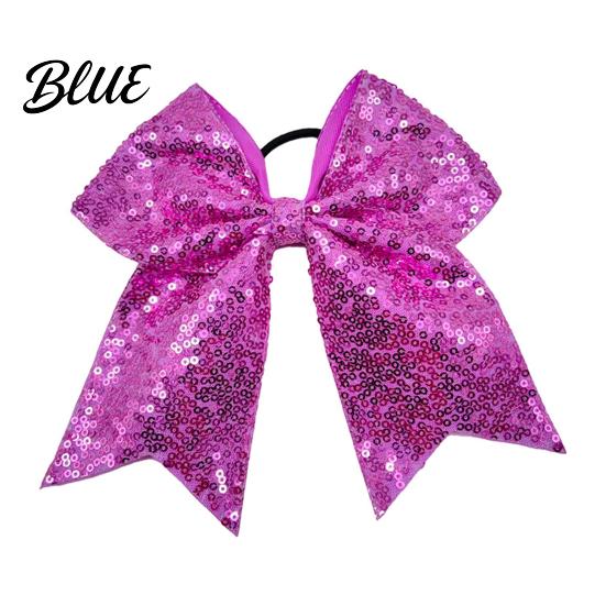 Large Glitter Bow Ties Sequins Hair Bows Elastic Tie Cheerleading Bands for Girls Band Ponytail Holder Scrunchies Women Teens Kids Colorful Sequin