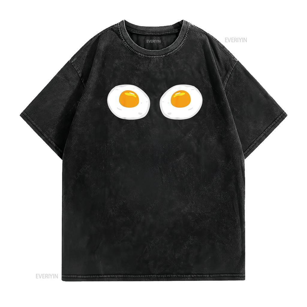 Fried Eggs Funny Bikini Costume Sunny Side Up Egg Brassiere T Shirt Vintage Washed Casual Comfortable Stretched Graphic Homme