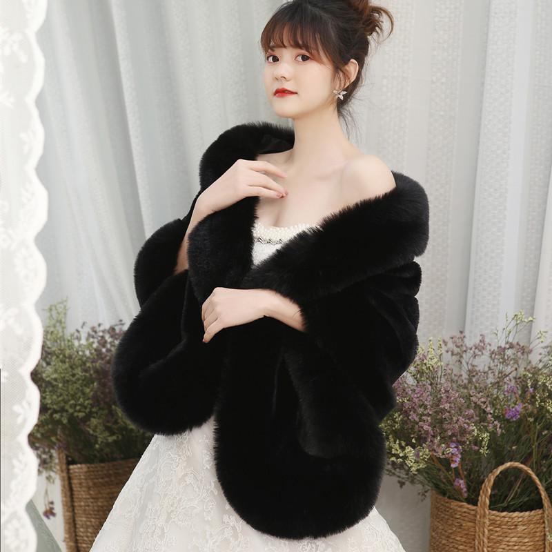 

Зима Etole Mariage 160*55 см. Жіночий весільний палантин зі штучного хутра. Теплі хутряні весільні накидки для нареченої. Білі шалі. чорний