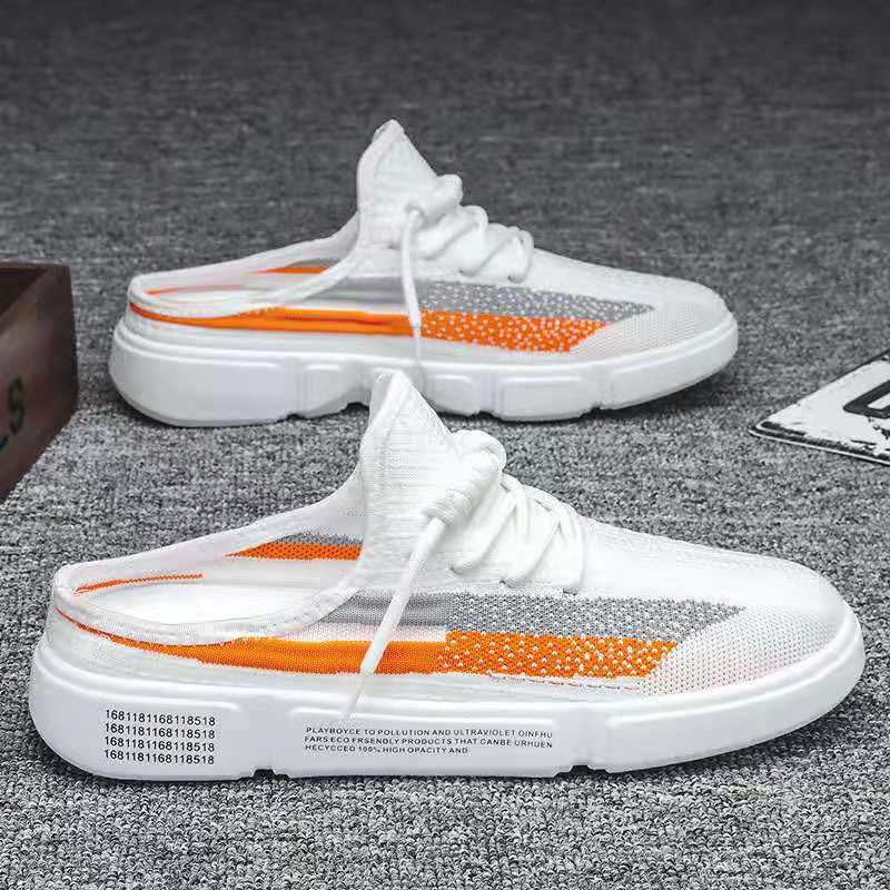 

Летние сетчатые модные дышащие полутапочки для мужчин, высококачественные, легкие, удобные, повседневные туфли Baotou, кроссовки для пляжа, прогулок на открытом воздухе 39 белый