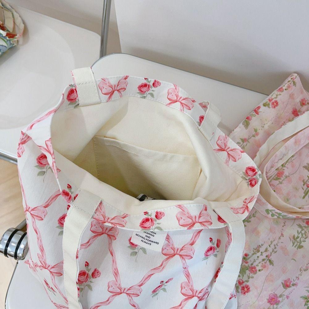 Korean Style Women's Shoulder Bag Cute Shopping Bags Makeup Bags Floral Handbag  Students