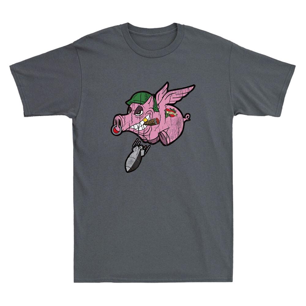 Wwii Vintage Flying Pig Military Funny Pig Pilot With Bomb Graphic Unisexs Tshirt