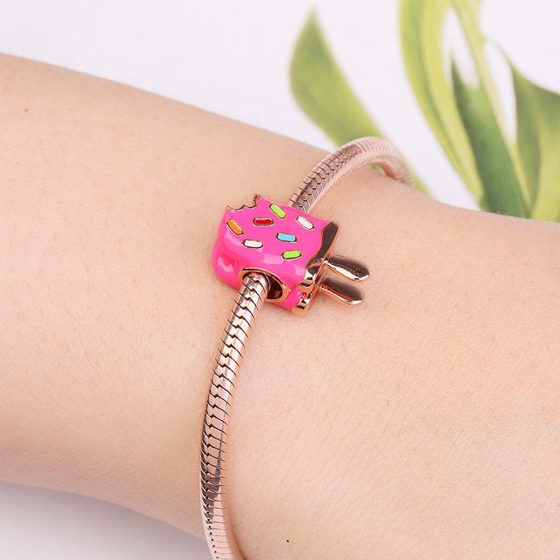 New Copper Cake Coffee Beer Strawberry Avocado Chocolate Watermelon Bead Charms Fit Bracelet Necklace Diy Jewelry