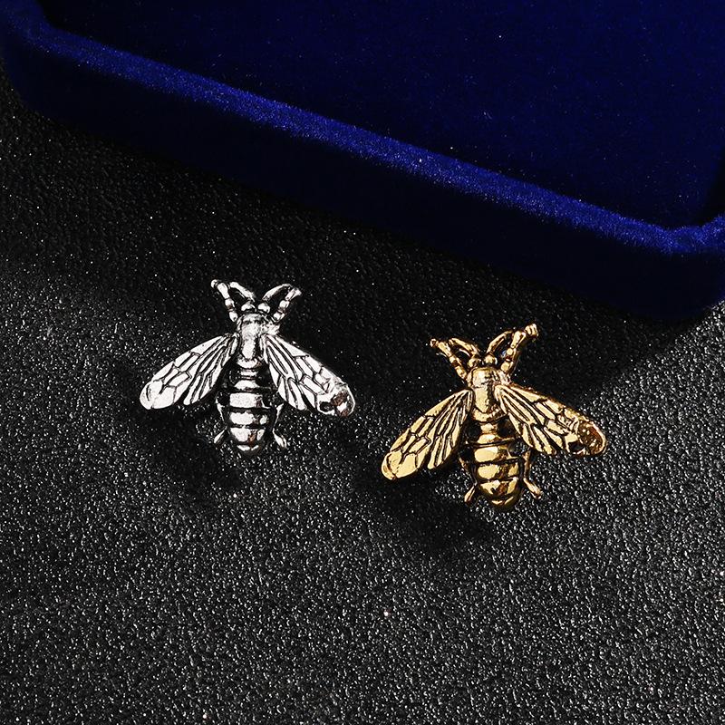 Heren Broche Retro Kleine Bij Legering Broche Kraag Pin Dubbel Gebruik Shirt Pak Accessoires Vrouwelijke Retro Zilver