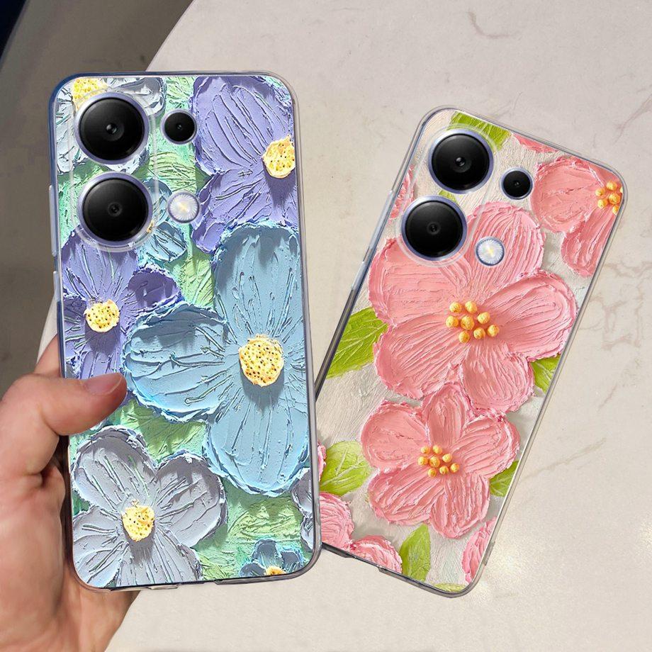 For Xiaomi Poco M6 Pro 4G Capa Case Transparent Soft TPU Slim Bumper Shell Love Heart Cute Cat Coque For Redmi Note 13 Pro 4G