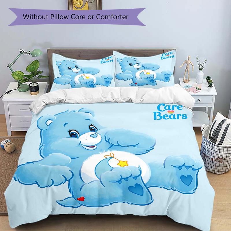 Care Bears Blue Heart Print 3Pcs Bedding Setduvet Cover With 2 Bedropillowcase Home Birthday Gift