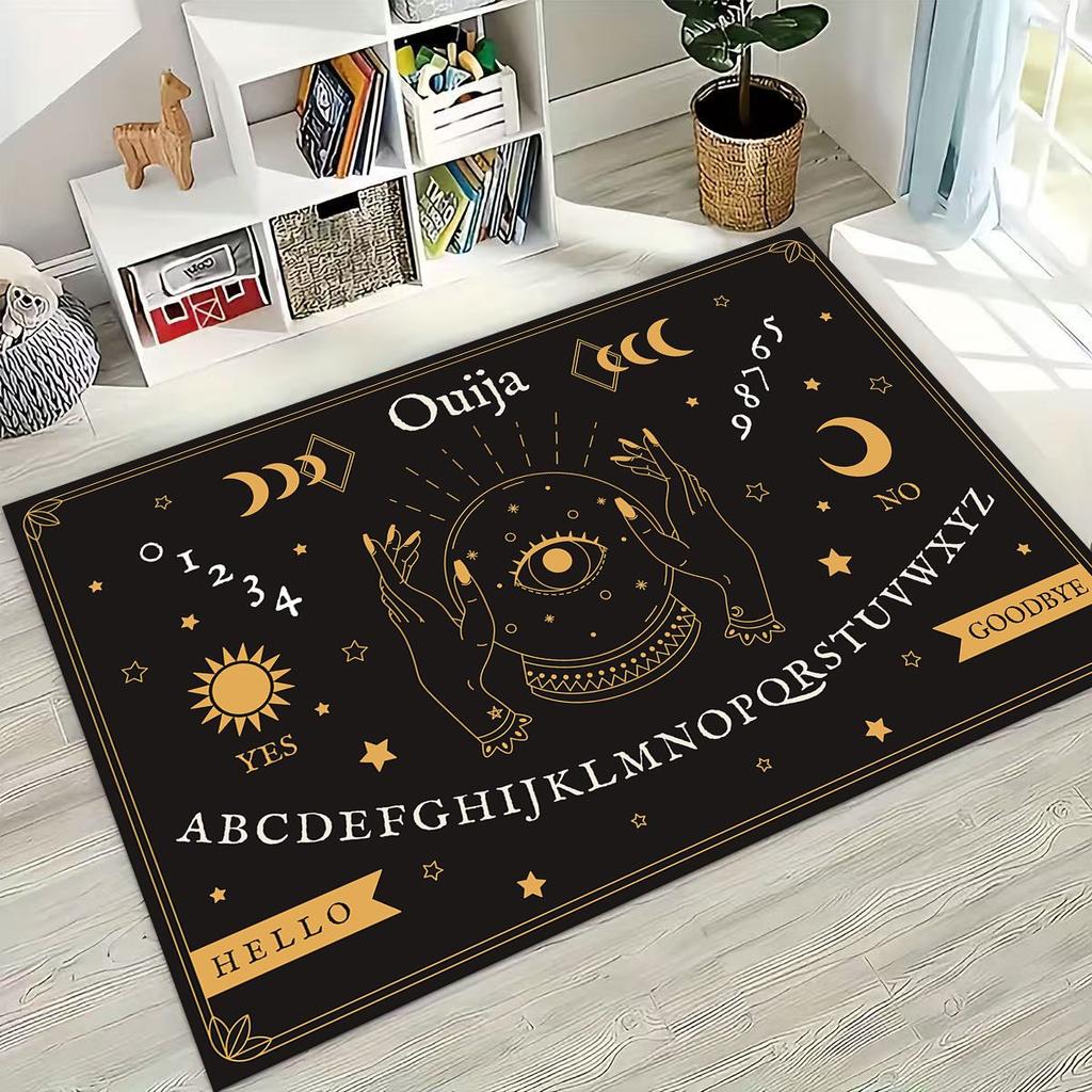 3D Retro Witch Ouija Gothic Spirit Board Rug for Bedroom Living Room Sofa Home Doormat Decor, Large Kids Play Non-slip Floor Mat
