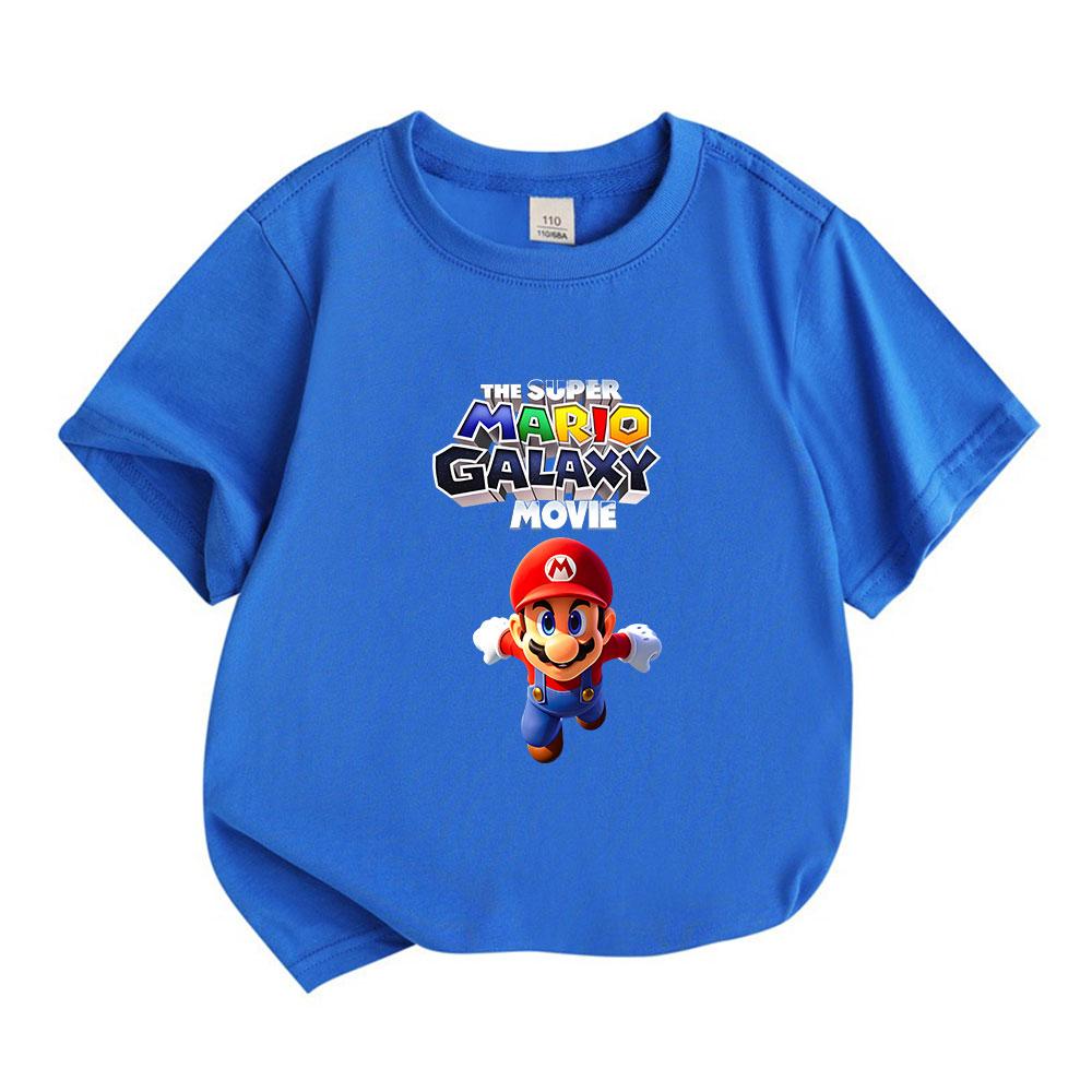 Kids Boys Girls Crew Neck Short Sleeve 100% Cotton T-Shirt, Cute Super Galaxy Flying Cartoon Character Print Casual Soft Breathable Summer Tee Tops fo