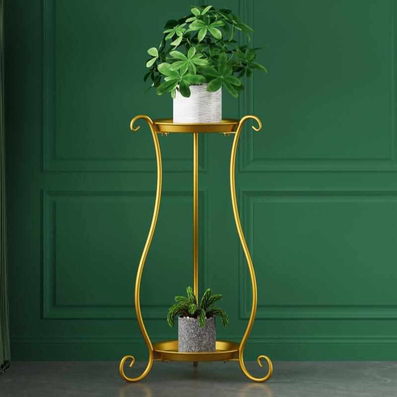 Nordic Gold Metal Floor Plant Stand for Flowers, Greenery, Succulents - Ideal for Living Room or Balcony.