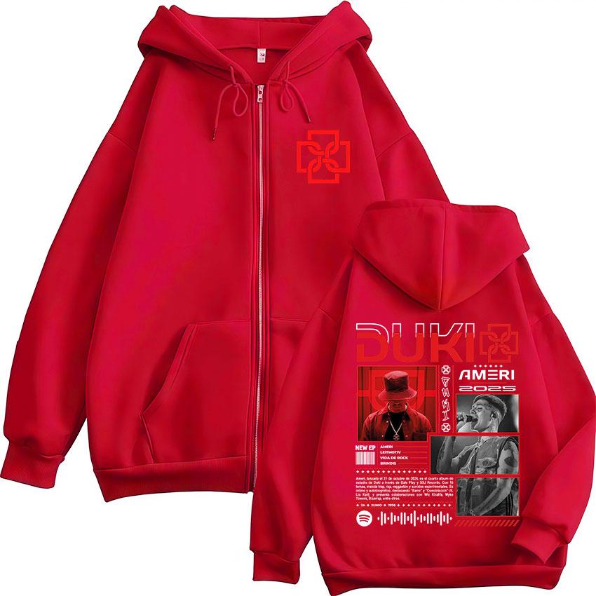 Rapper Duki Ameri World Tour Zipper Hoodies Men Women Clothing Fashion Hip Hop Zip Up Hooded Oversized Sweatshirts Jackets
