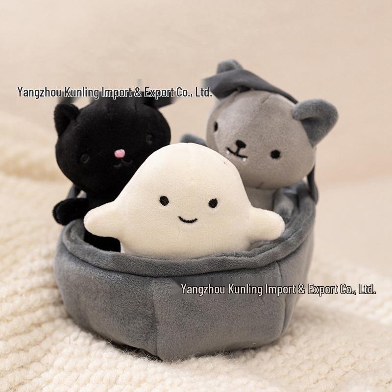 Cross-Border Halloween Cauldron Ghost & Bat Plush Toy - Cute Festival Series 15cm/86g