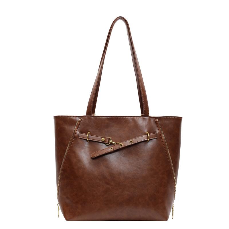 

Винтажная мягкая кожаная сумка-тоут женская сумка для поездок на работу через плечо большой вместимости сумка подмышкой коричневый