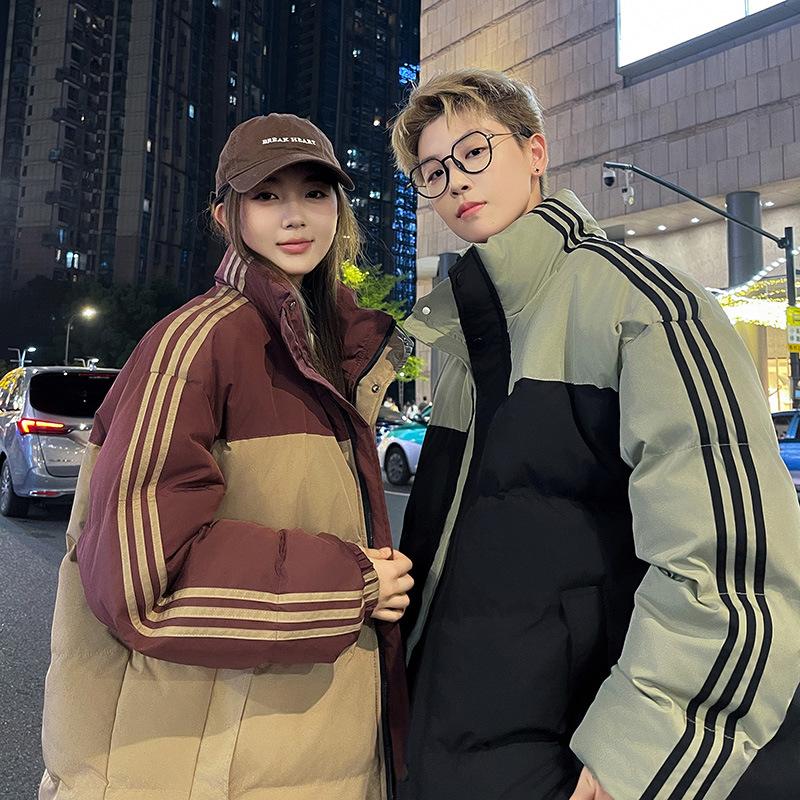 Winter New Splicing Down Cotton Clothes Men's Couple Loose Bread Clothes Casual Warm Cotton Clothes Jacket Women