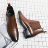 British Style Retro Brown Men's Business Ankle Boots Winter New High Top Business Shoes High-end Men's Leather Dress Shoes