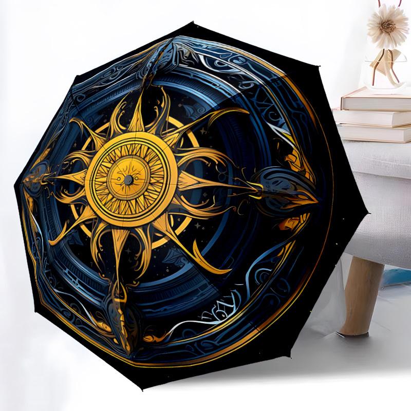 1pc Celestial Mandala Automatic Open/Close Umbrella, Windproof, Folding Compact Umbrella with Lightweight Design for Women/Men030
