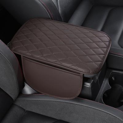 Car PU Leather Arm Rest Cushion Center Console Box Armrest Protective Cover Case With Storage Organizer For Truck Vehicles
