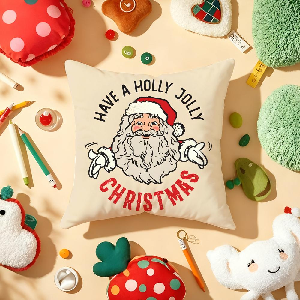 Merry Christmas Home Decoration Cushion Cover Plush Fabric Soft Double-Sided Printed Sofa Warm Winter Home Gift Pillow Cover