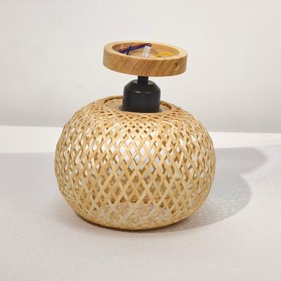 El Dokuma Bambu Tavan Lambası Vintage Pastoral Ahşap Çay Odası Rattan Retro Yaratıcı Wabi Kumlu Rüzgar Yatak Odası Tavan Lambası