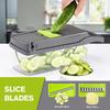 Vegetable Chopper Dicer and Slicer, Oricean® 7 Stainless Steel Blades, with Storage Container