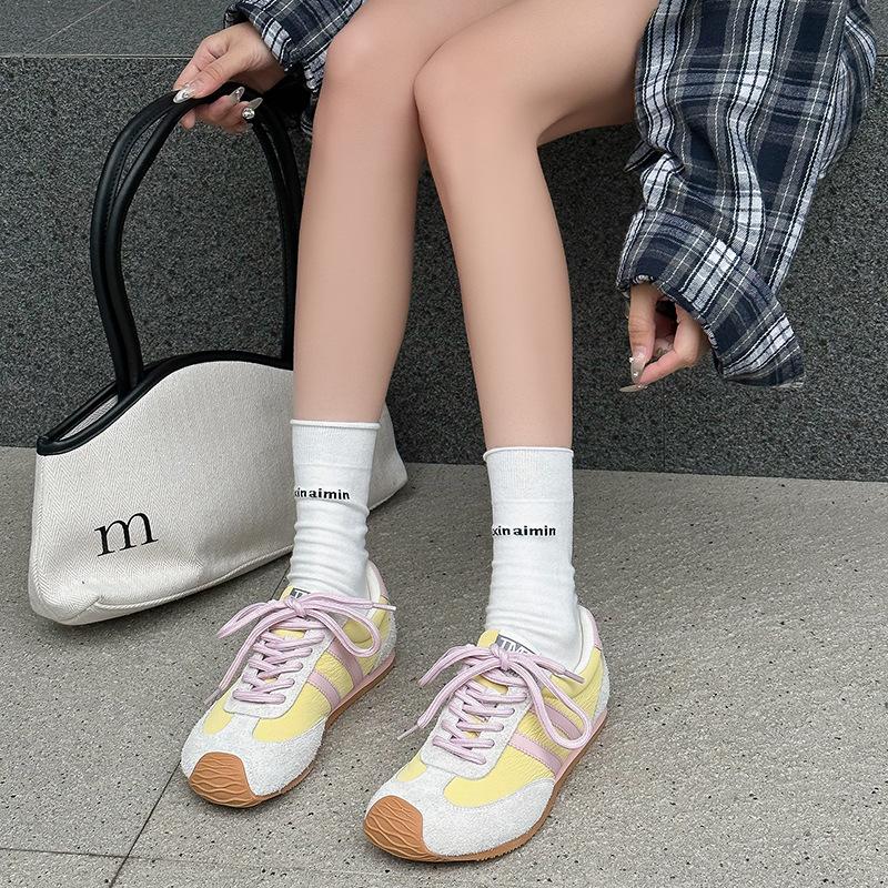 Leather Dexun shoes spring new breathable flat baseplate shoes lightweight Forrest Gump shoes