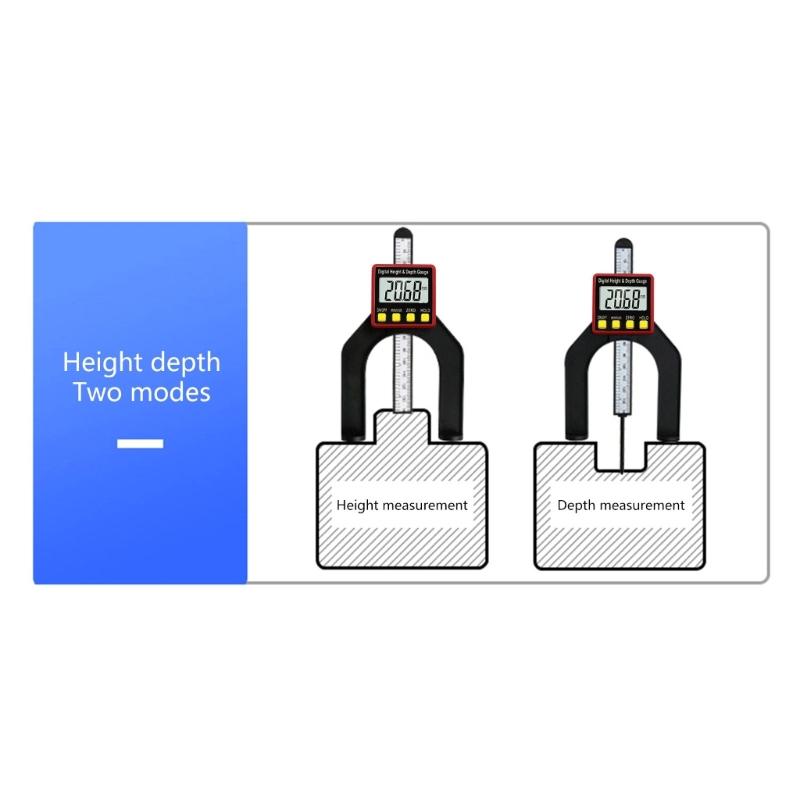 Portable Digital Height Gauge Table Saw Depth Measuring Ruler, Router Depth Gauge Saw Table Thickness Gauge LCD Height