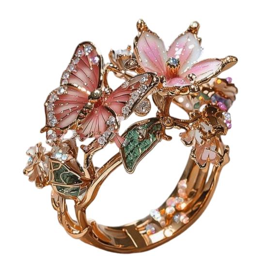 Flexibler Ring Leichte Legierung Fingerring Schmetterling Blumenform Verstellbare Öffnung Langlebig