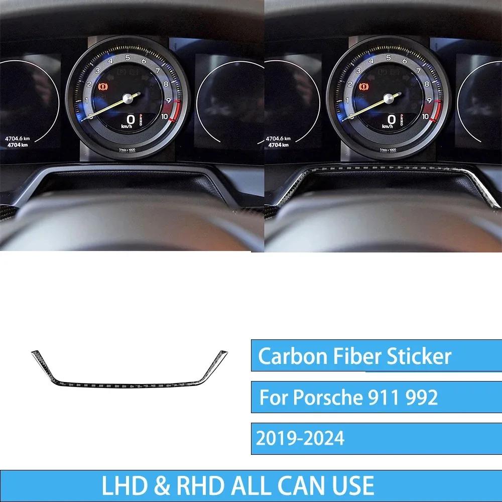 For Porsche 992 911 -2024 Carbon Fiber Dashboard Decorative Strip Interior Car Accessories Soft Cover Stickers Auto Trim Black Carbon Fiber