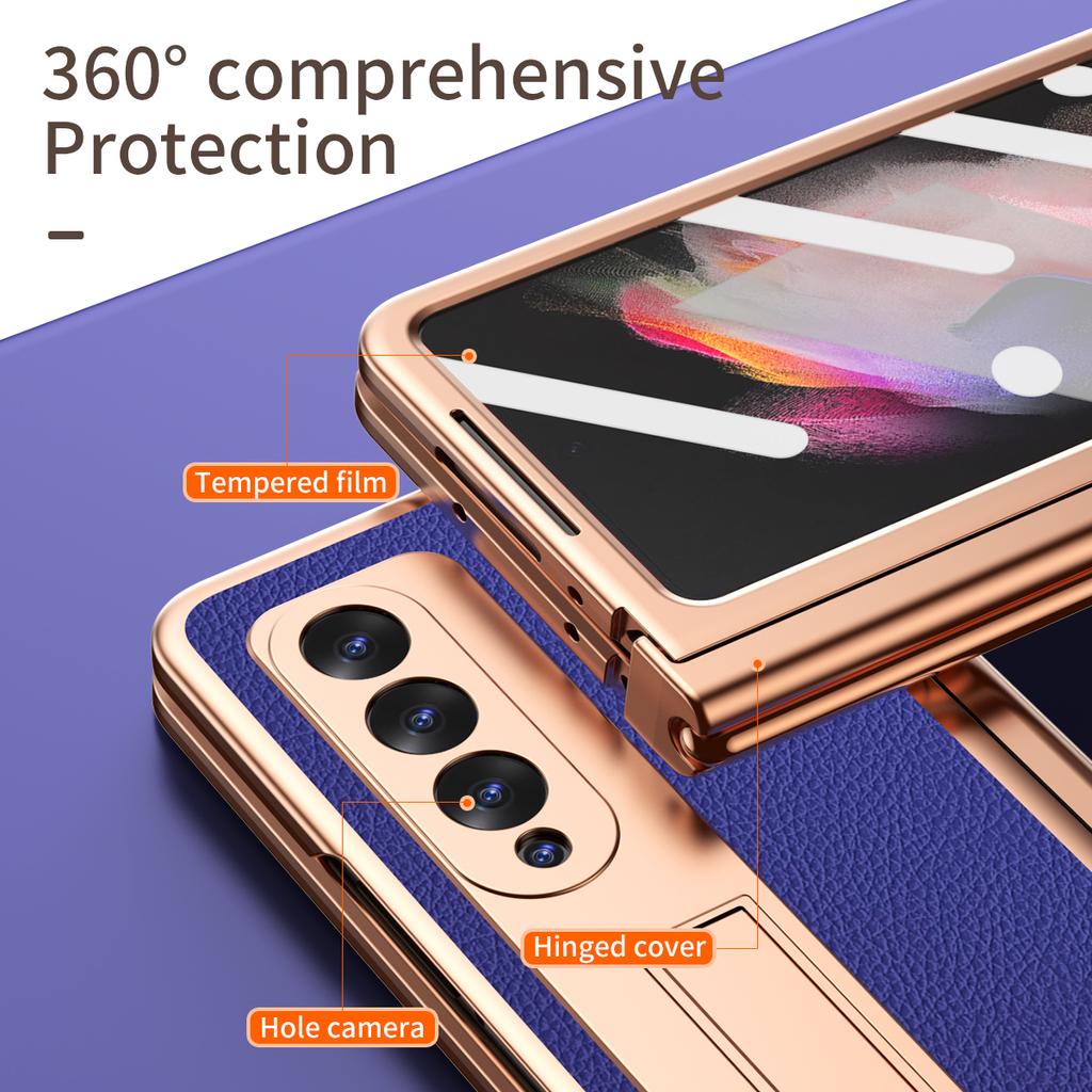 Pełna ochrona poszycia skórzana torba etui do Samsung Galaxy Z Fold 4 3 Fold4 Fold3 Fold2 Fold 2 5g obsadka do pióra folia ochronna