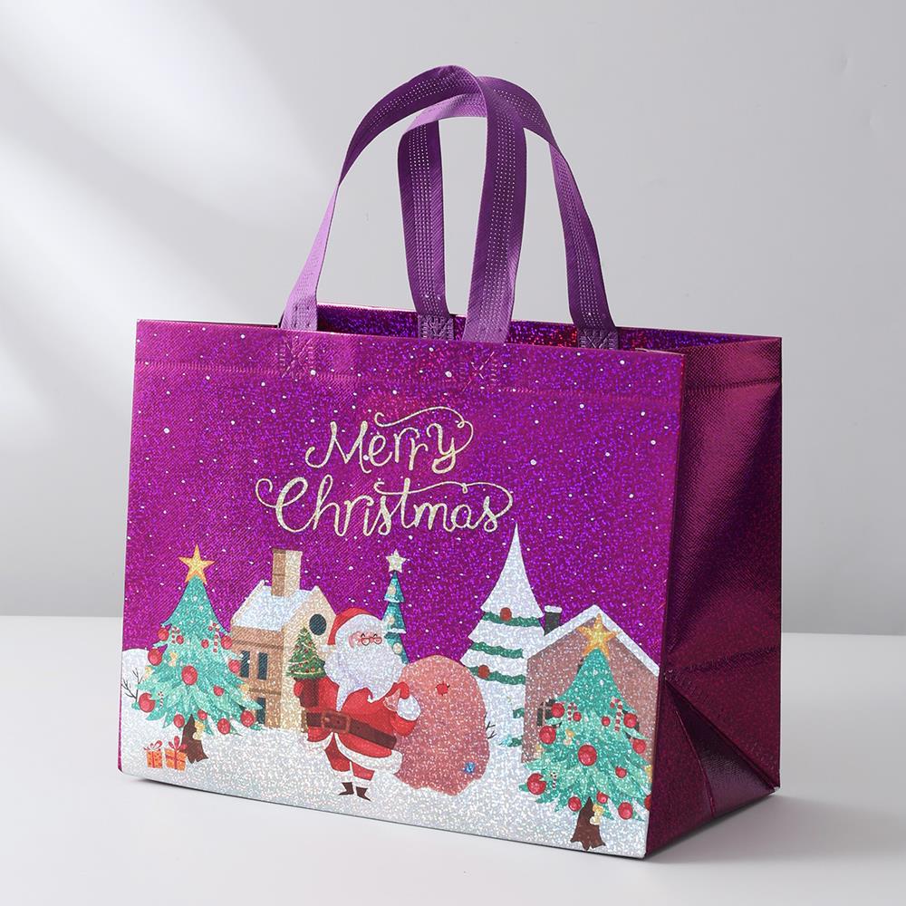 

Эко-сумки Санта-Клауса, подарочный мешочек для вечеринки 2024, рождественские лазерные нетканые сумки-тоуты, новогодняя упаковка для конфет, складная сумка one size фиолетовый