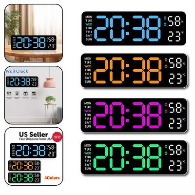 Calendar Digital LED Large Display Wall Desk Alarm Clock Temperature