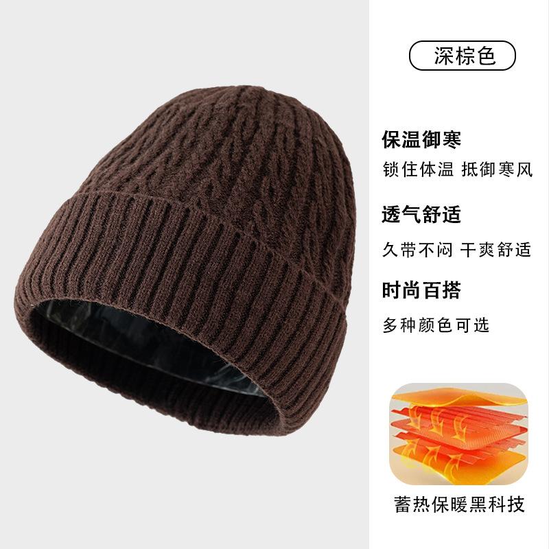 Winter hat men's cold-proof wool hat adult new plush warm versatile outdoor knitted hat