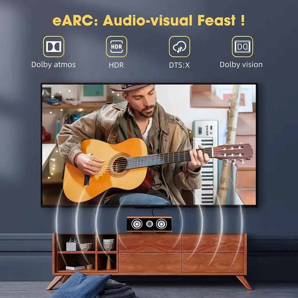 HDMI 2.1 Cable HDMI-compatible Vedio Cable 8K@60Hz 48Gbps EARC ARC HDCP High Speed Video Cable HDMI Connector Adapter for PS4 PS5 PC TV Projector