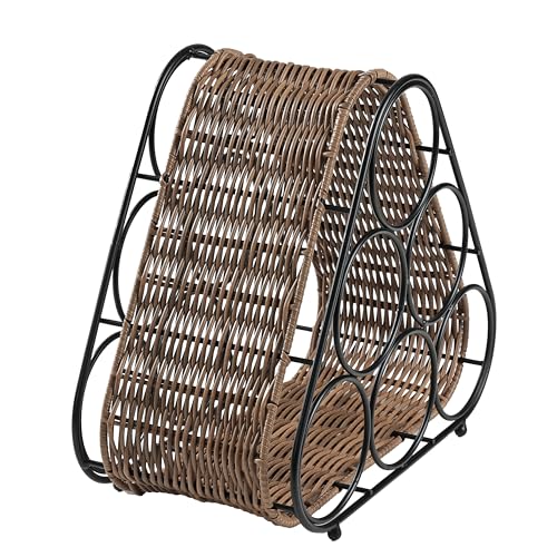 

[Online Exclusive] Pearl Metal Wine Rack, Wine Bottle Rack, Wine Holder, 6-Bottle Capacity, Triangular, Wicker Basket Style, AZ-5629