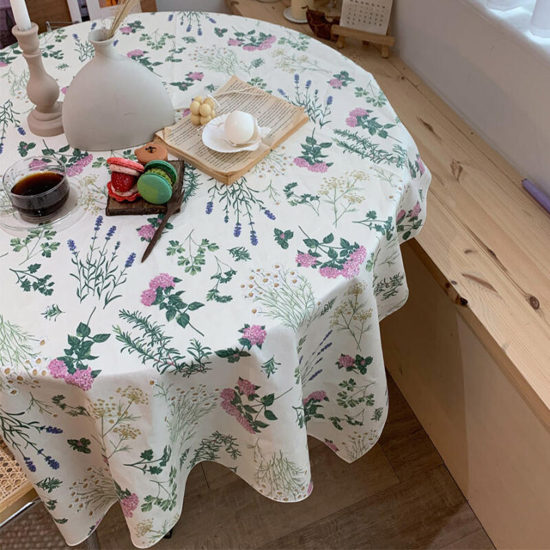 Linen Herb Garden Waterproof Tablecloth for 2 People Square white