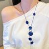 Temperament Geometric Round Piece Long Necklace Women'S Personality Y-Shaped Tassel Collarbone Chain