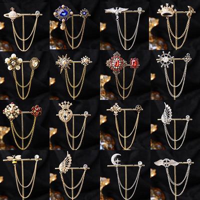 סיכת קורסאז' בארוק ריינסטון פנינה - אביזר חליפת חצר בריטית רטרו