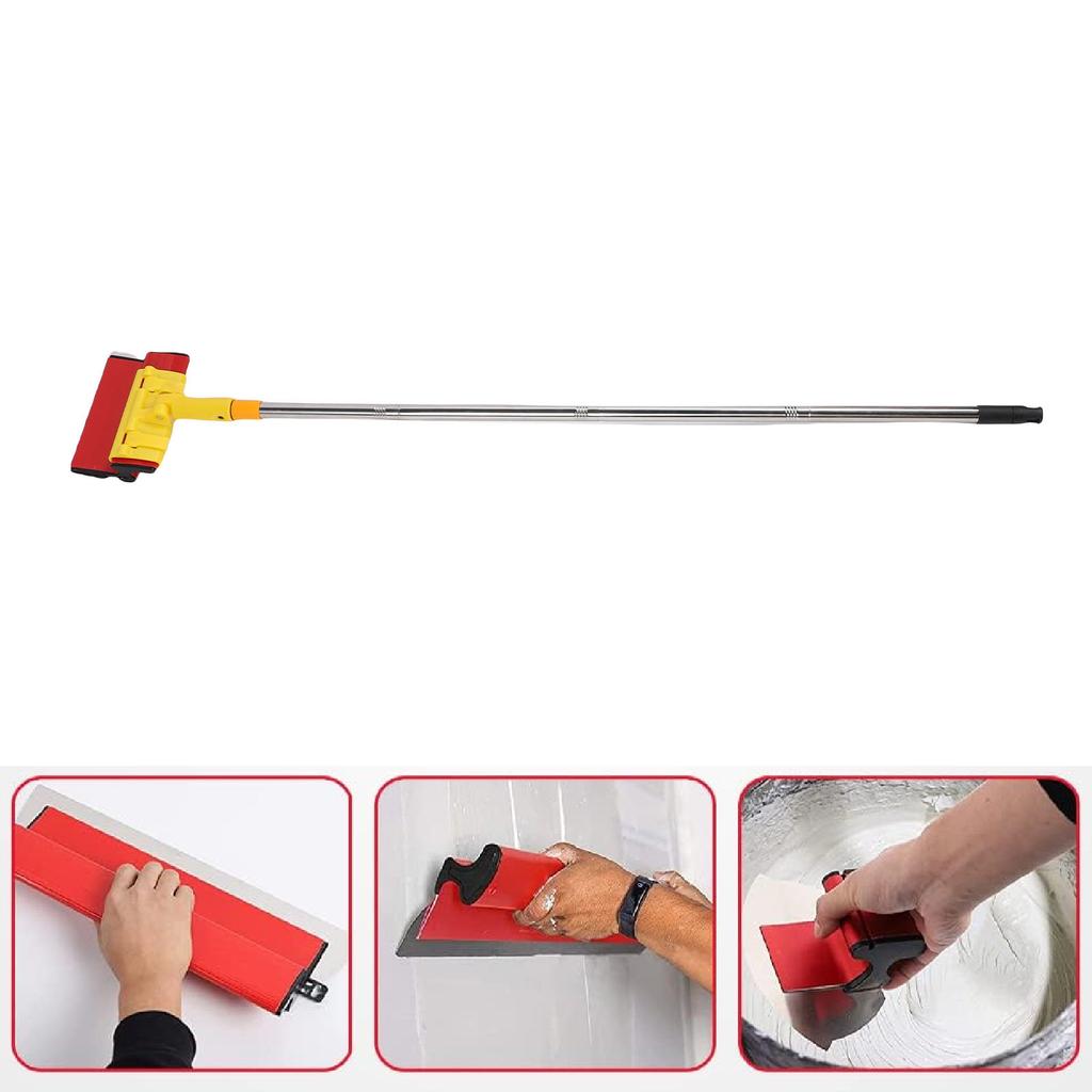 Skimming Blade Set Stainless Steel Drywall Smoothing Spatula with Extension Handles for Ceiling Wall