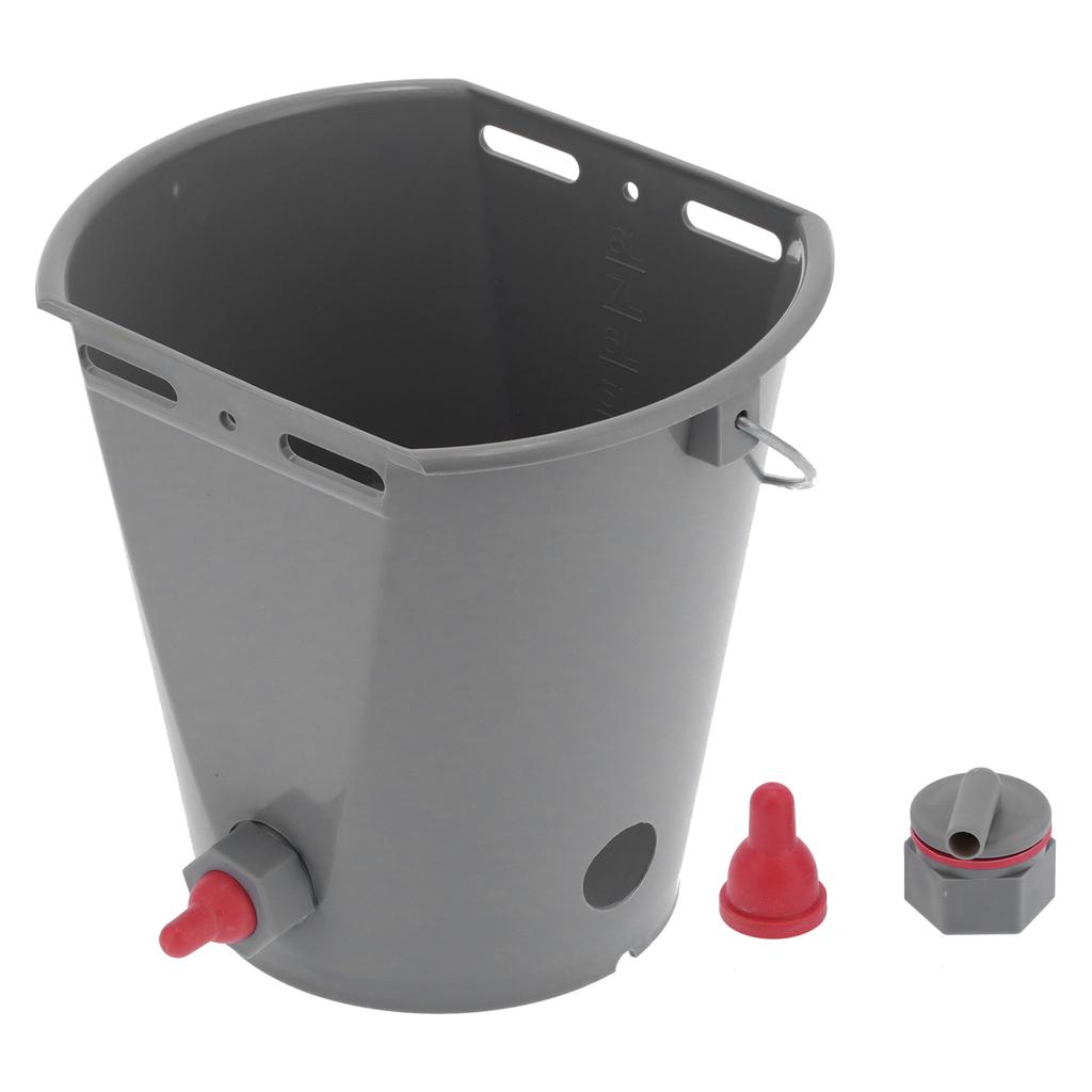 8L Feeder Bucket with 2 Nipple Milk Feeding Barrel Livestock Farm Accessory GrayFor Lamb