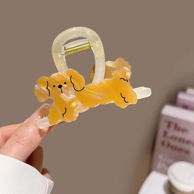 Korejská kreslená sponka do vlasů pes žralok: Štěněcí klip v kombinovaných barvách pro účesy vyčesané nahoru