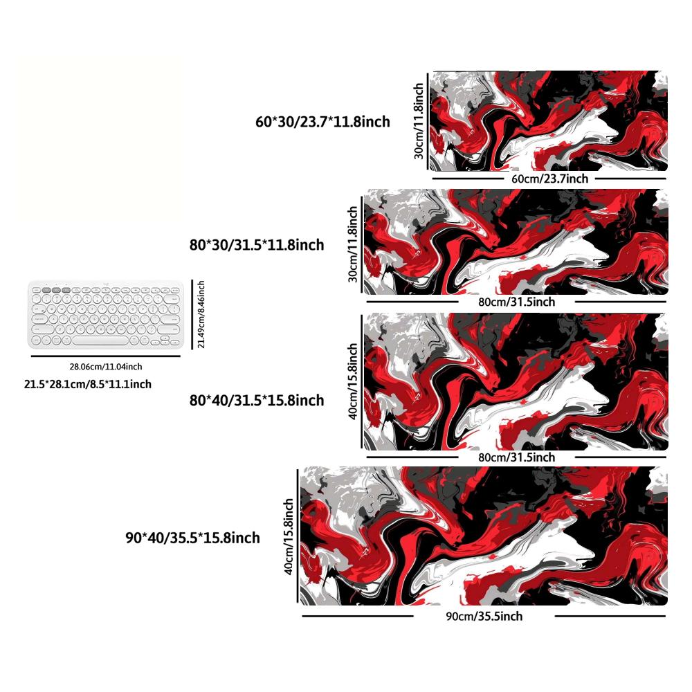 XXL Rot Silber 3D Spiral Kristall Mauspads Abstrakt Wirbel Schreibtischunterlage Rutschfeste Gummi Gaming PC Tastatur Schreibtischmatten Gamer Mauspads