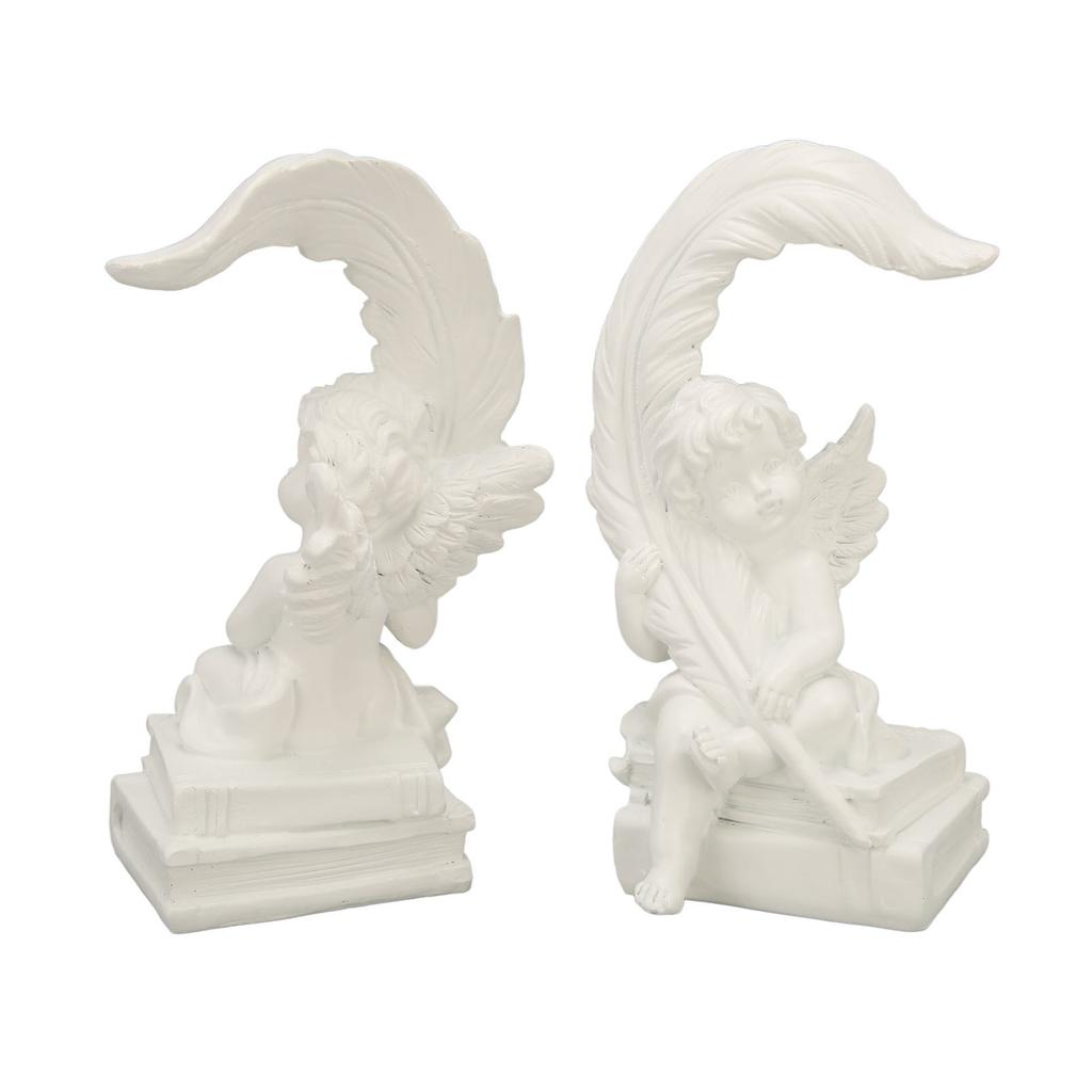 Garden Cherubs Statue Resin Adorable Vivid Expression High Glossy White Cherub Figurine Statue