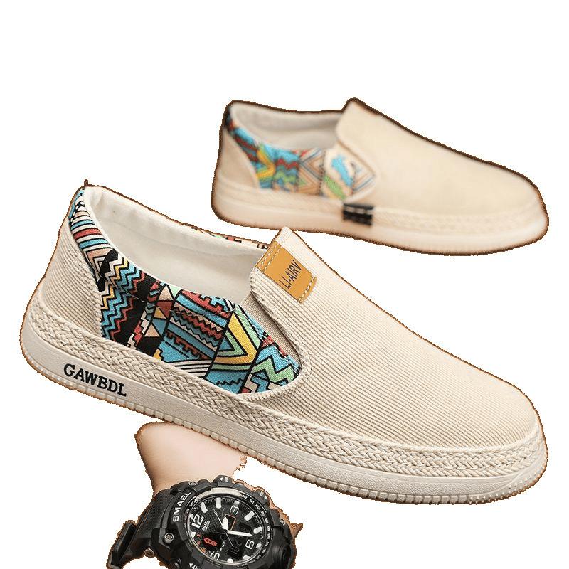 2025 summer old Beijing cloth shoes men's new sports and leisure canvas shoes men's lasagna fisherman one-pedal men