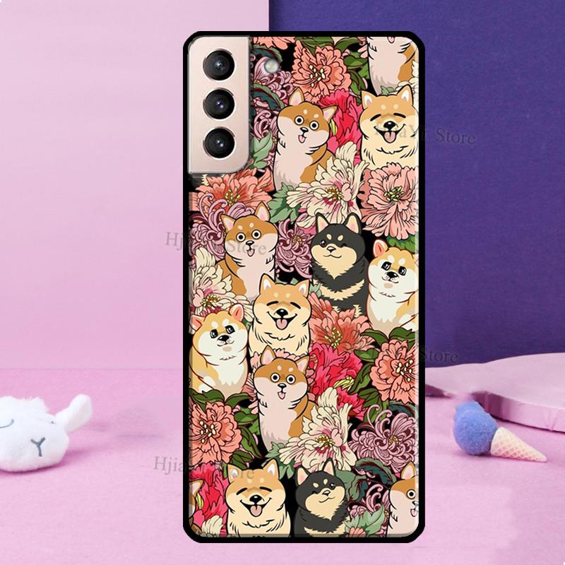 Cute Shiba Inu Phone Case For Samsung Galaxy S21 Ultra S8 S9 S10 S22 Plus Note 10 20 Ultra S20 FE Cover