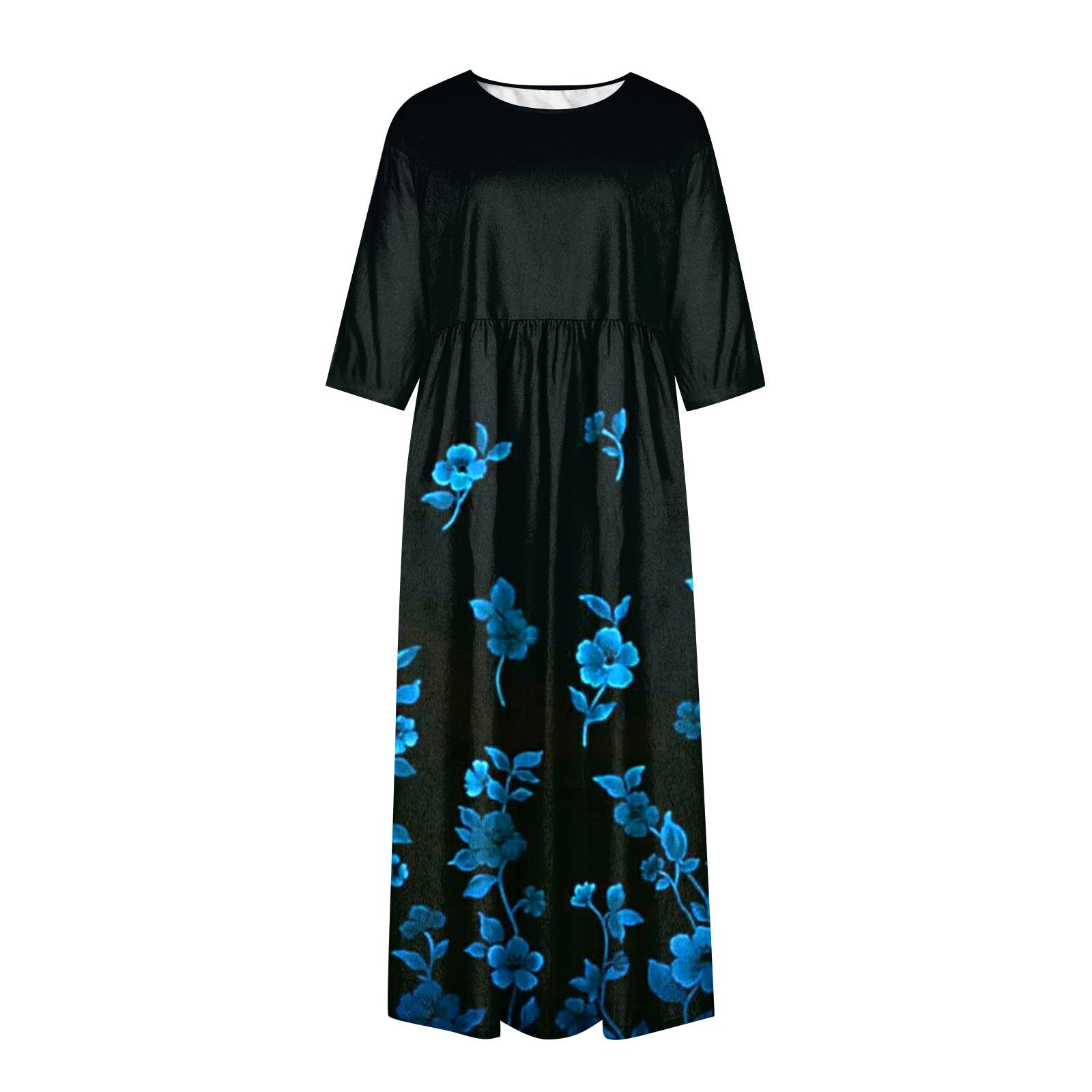 Модное женское повседневное свободное платье с круглым вырезом и модным принтом — фото 4