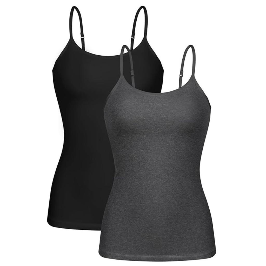CHARMLEAKS Damen-Unterhemd aus Baumwolle, Damenunterwäsche, Nachtwäsche, Unterwäsche, Hebe-BH, solides Basic-Tanktop, 2er-Pack