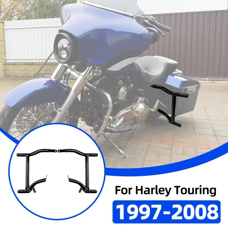 Motorcycle Saddlebag Rails Protector Black Guard Crash Bar Bumper For Harley Touring Road King FLHR Electra Street Glide 97-08