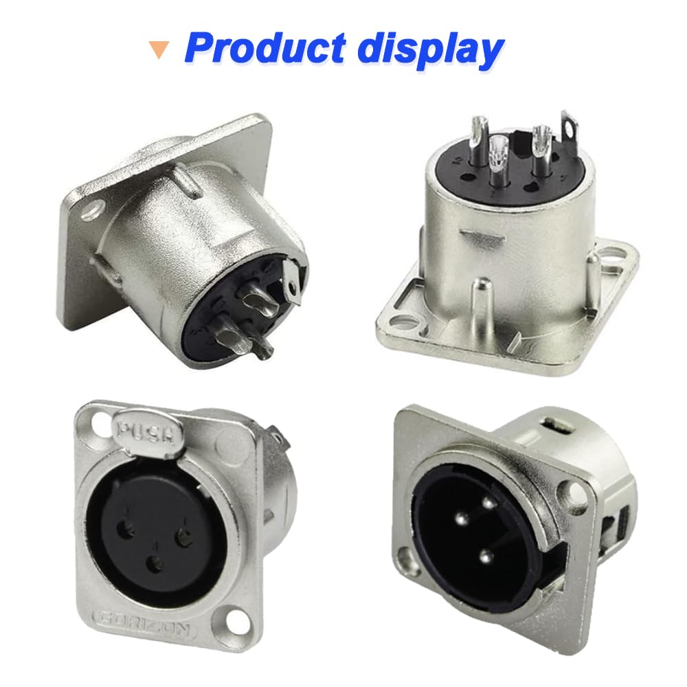 Adaptor audio Xiatiaosann XLR cu 3 pini, mufă XLR masculină cu 3 pini, adaptor de montare pe panou, mufă XLR feminină cu 3 pini, adaptor de montare pe panou pentru